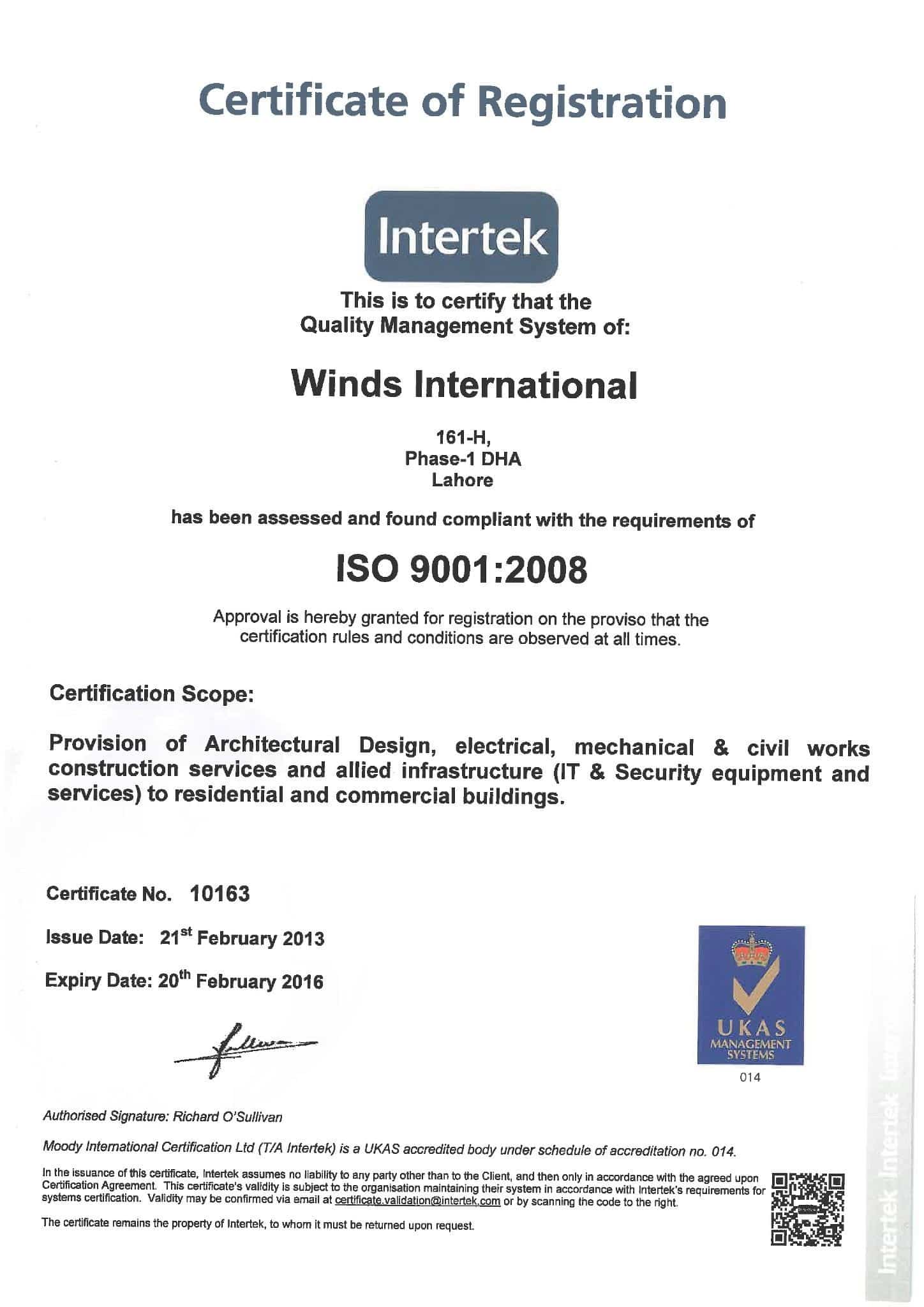 QMS ISO 9001-2008 Winds International